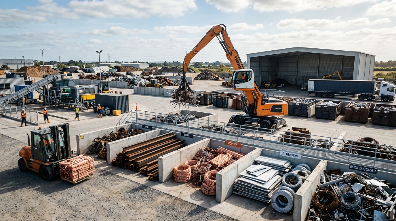 Commercial scrap recycling facility yard