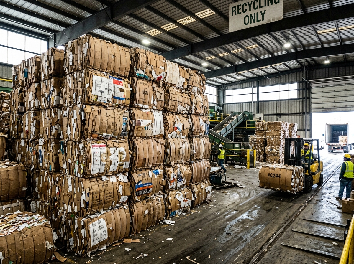 Paper scrap bales and cardboard recycling