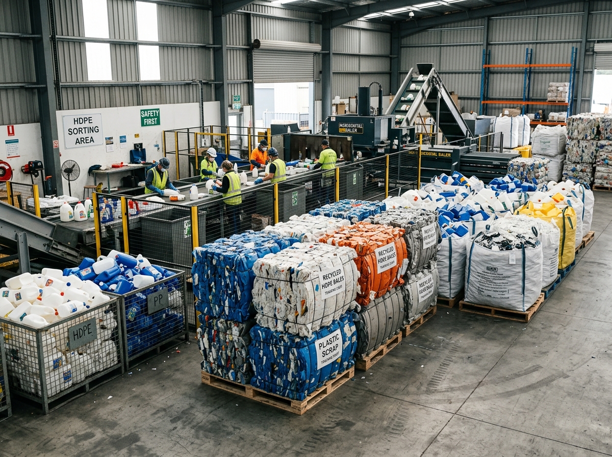 Industrial plastic scrap bales and containers